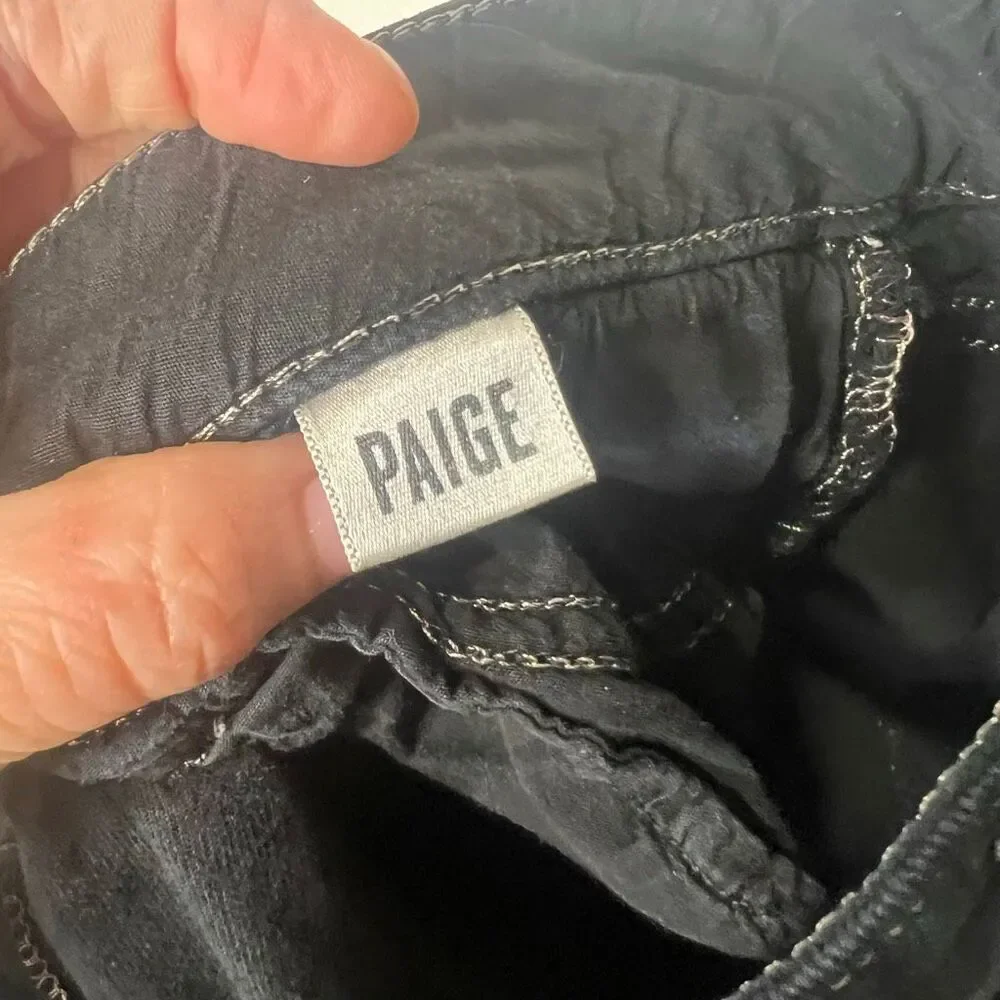 Paige Skyline Ankle Peg Black Overdye Jeans Size 30